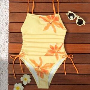 Floral Kids Swimwear in Yellow and Orange